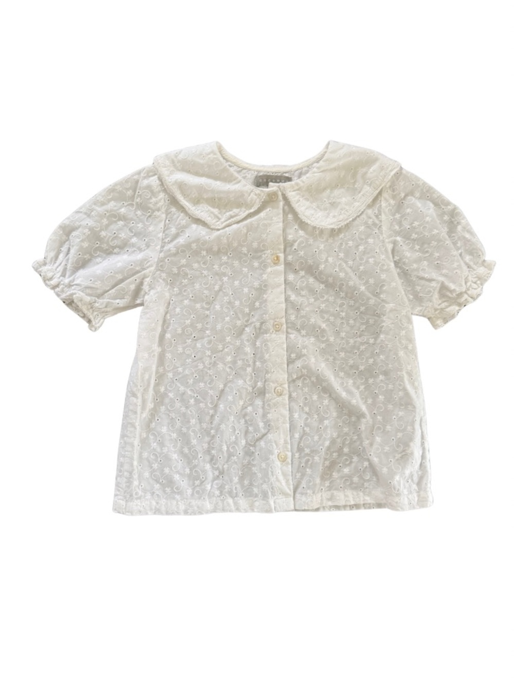 Coconuts by Matisse White Eyelet Collared Puff Sleeve Top